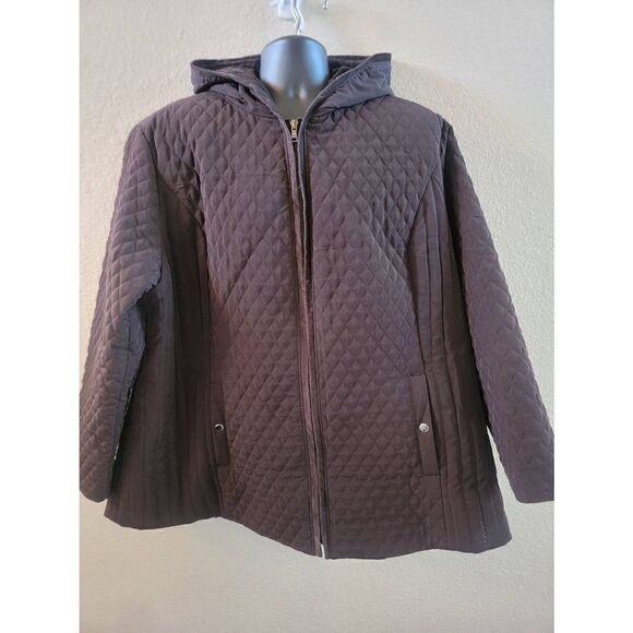 Esprit Women's Black Quilted Full Zip Puffer Hooded Jacket Size 3X - Picture 1 of 8